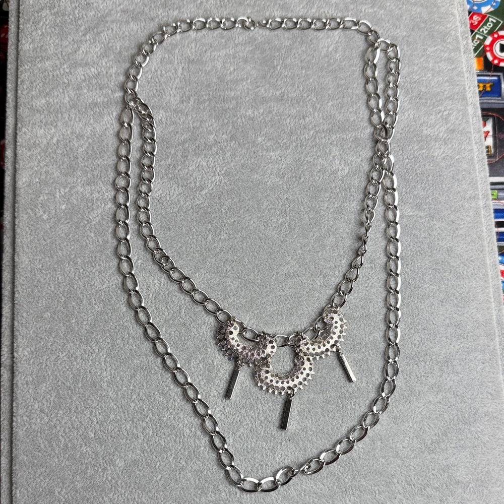 Pristine vintage double chain Elegant Silver (untested)  Chain Necklace MCM - Picture 2 of 12